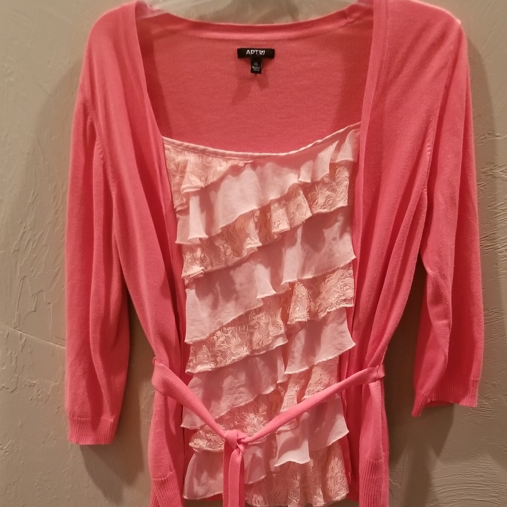 Pink Ruffle Shirt/Sweater - Picture 2 of 2